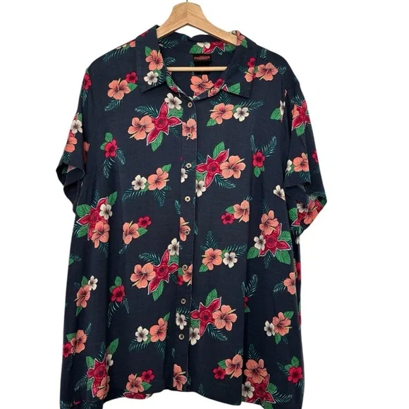 Netflix Stranger Things Tropical Floral Hawaiian Camp Shirt Button Up Size 2 - Picture 2 of 8